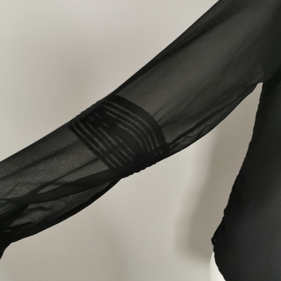 ZARA Black Sheer Blouse w Lace details - Picture 3 of 5